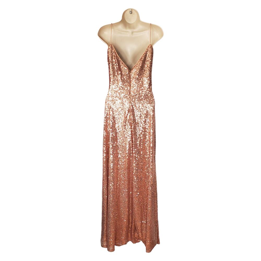 Watters Anzen 5300 Sequin Maxi Evening Dress Gown Rose Gold Wedding Size 10 - Picture 4 of 11